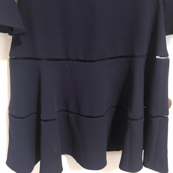 Designer Illusion Hemline Bell Sleeve Dress - Picture 6 of 6